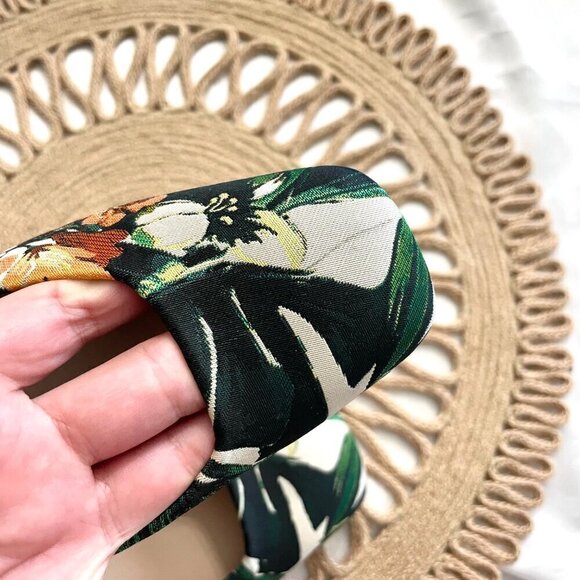 Stuart Weitzman Tropical Botanical Square Toe Green Multicolor Kitten Heels 7.5 - Picture 7 of 11